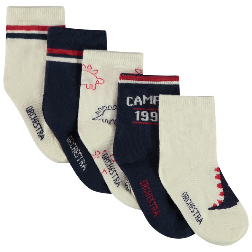 Pack de 5 pares de calcetines de dinosaurios para bebé niño 