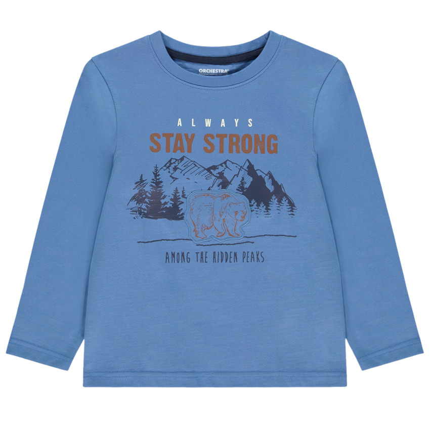 Camiseta de manga larga con parche de oso para niño 
