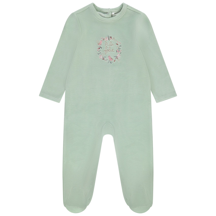 Pelele de terciopelo para bebé niña con aberturas según la edad 