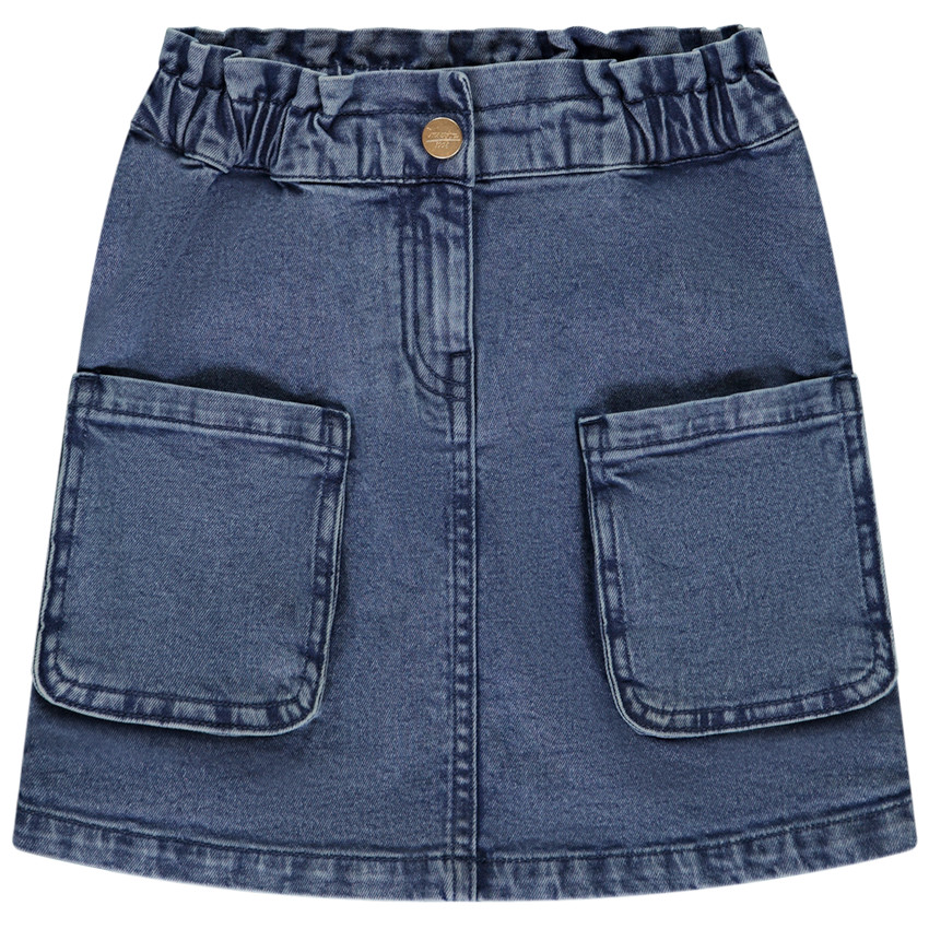 Falda corta de denim con grandes bolsillos para niña 