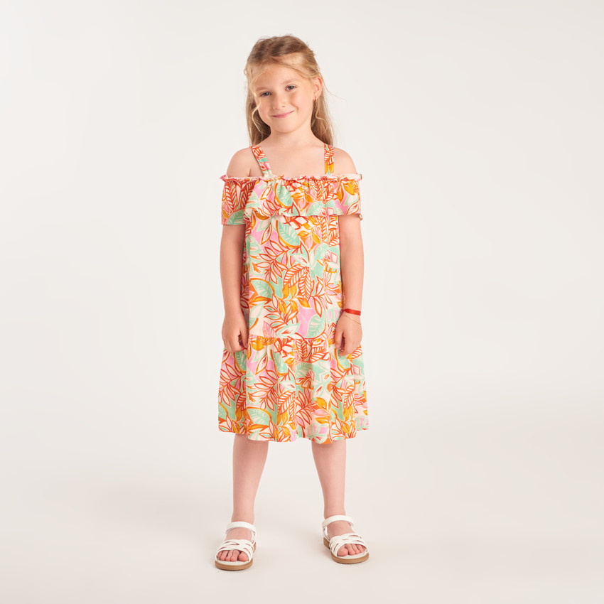 Vestido de tirantes con estampado divertido para niña. 