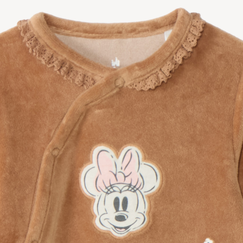 Pijama de terciopelo para bebé Minnie Disney con flores. 