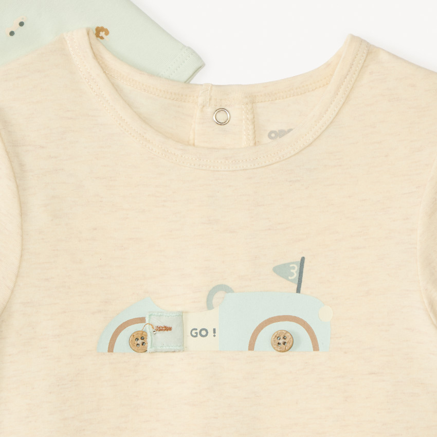 Lote de 2 combishorts con motivo de coches para bebé niño. 