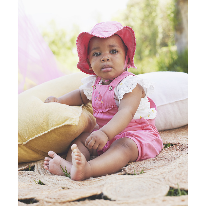 Vestido de popelina con cerezas bordadas para bebé niña 
