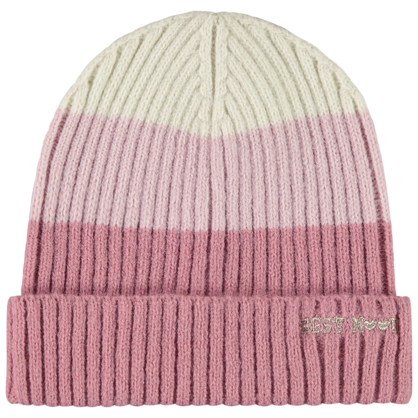 Gorro de punto acanalado efecto color block para niña 