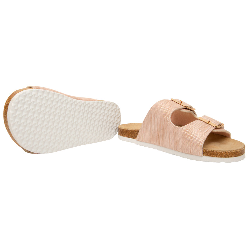 Sandalias rosas con doble hebilla para niña 