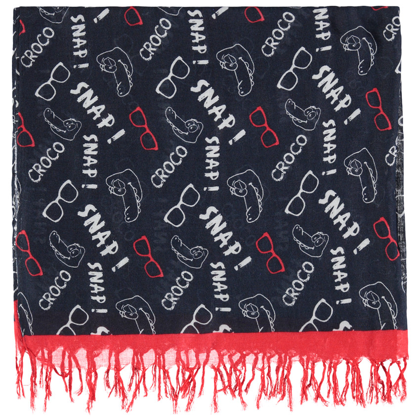 Pañuelo de gasa con estampado all-over y flecos 