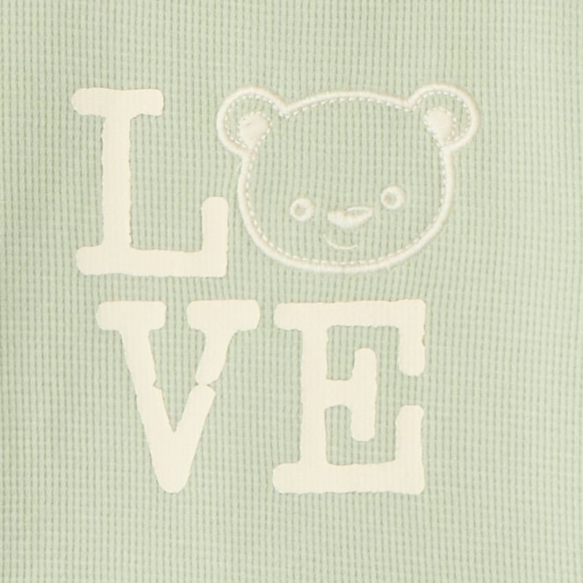 Conjunto de chándal de punto de panal con estampado de oso para bebé niño 