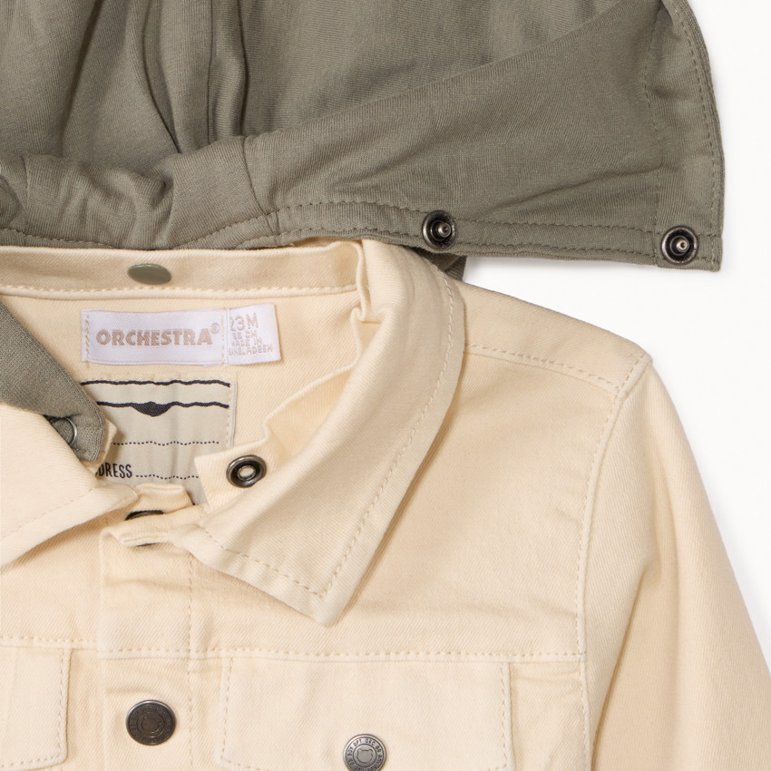 Chaqueta de mezclilla con capucha desmontable para bebé niño 