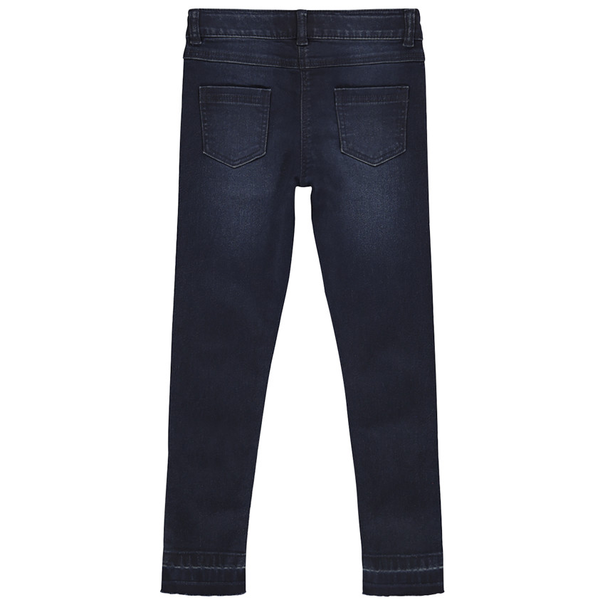 Jeans slim con bordado de flores para niña 