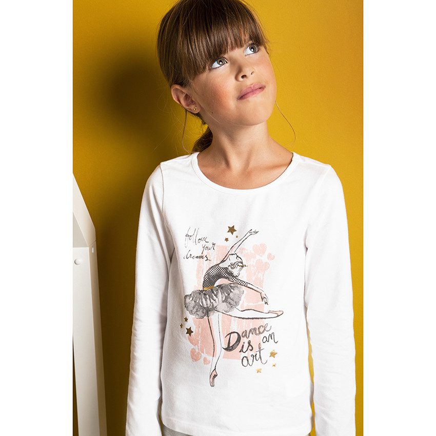 Pijama de jersey con estampado de bailarina para niña 
