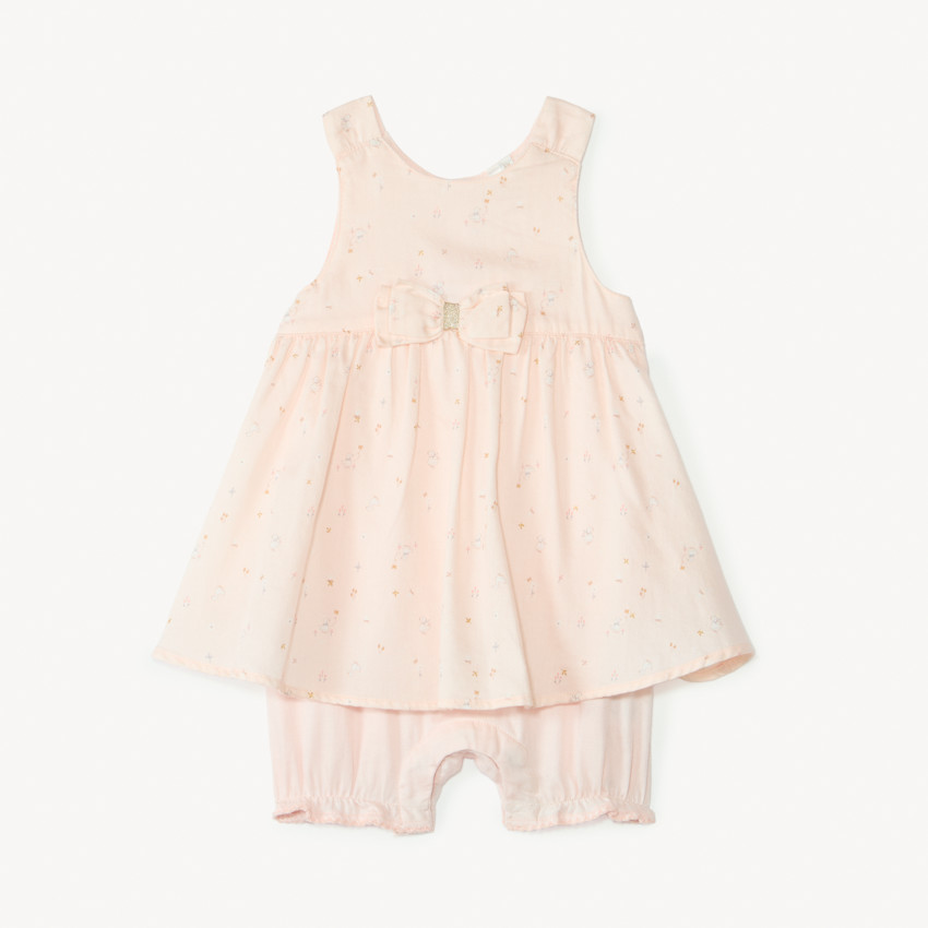 Monosuit corto efecto 2 en 1 con estampado divertido para niña. 