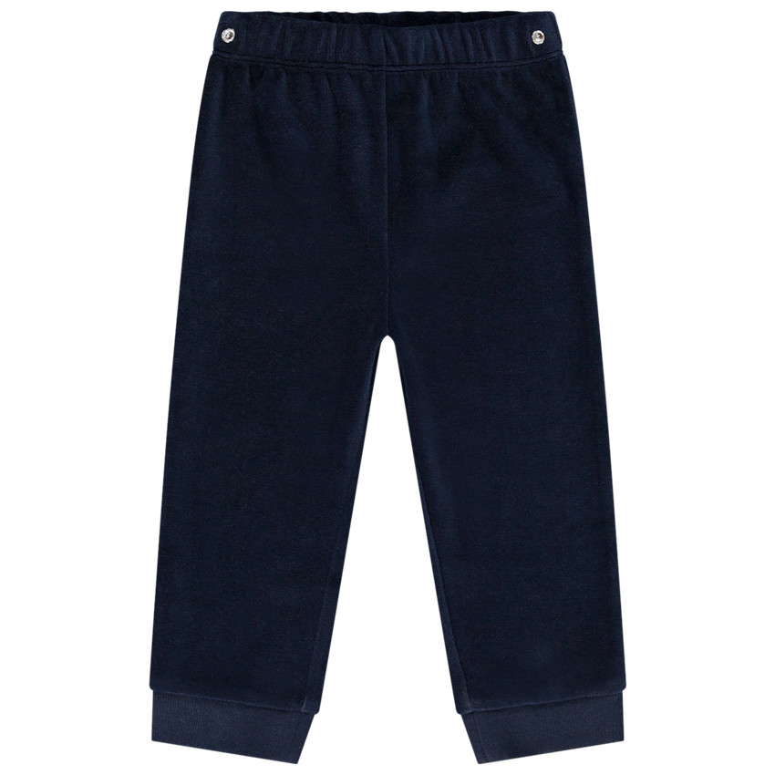 Pijama de 2 piezas de terciopelo con parche bordado de oso para bebé niño 