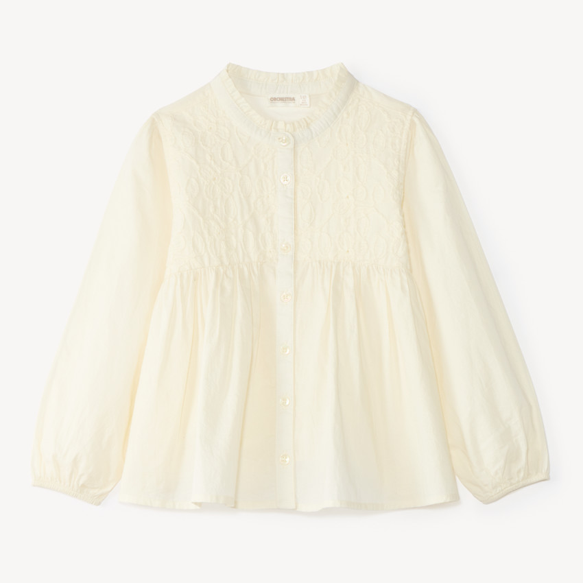Chemise manches longues fille à broderie fantaisie 