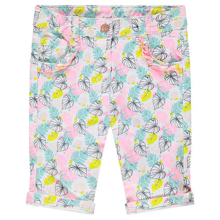 Pantalón corto de algodón con estampado vegetal all over 