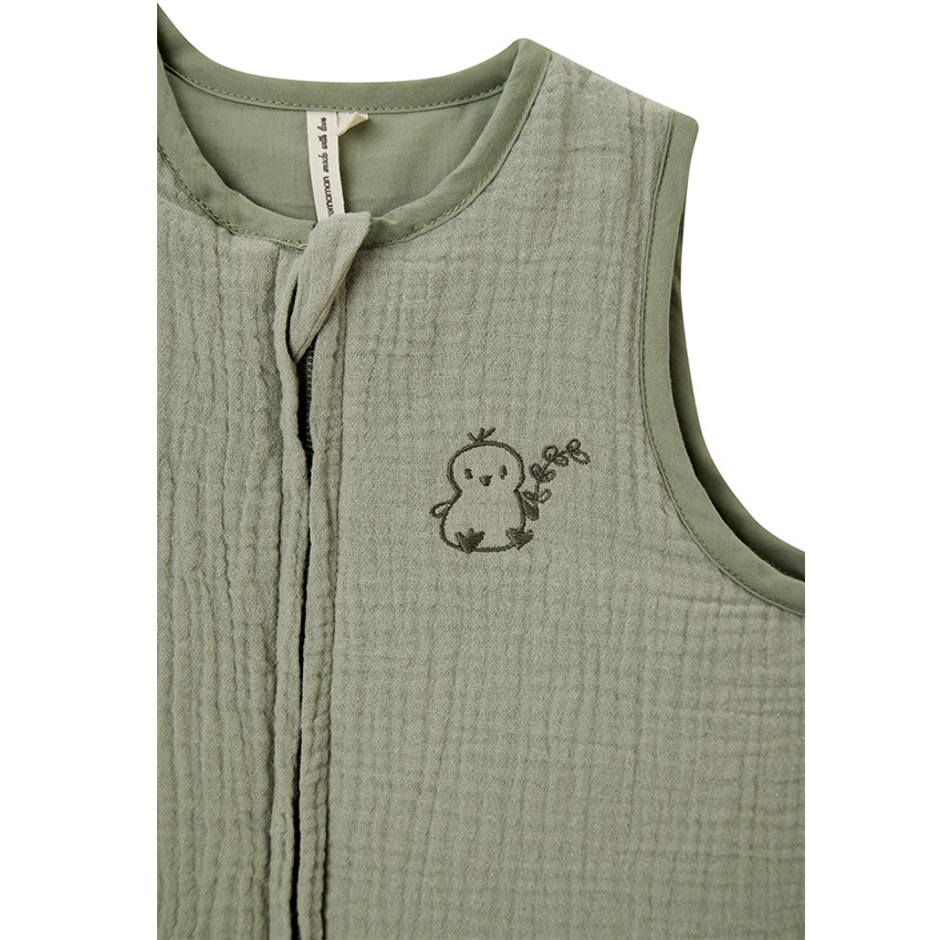 Saco de dormir TOG 2 con bordado de pollito en gasa de algodón  Additional Saco de dormir TOG 2 con bordado de pollito en gasa de algodón
