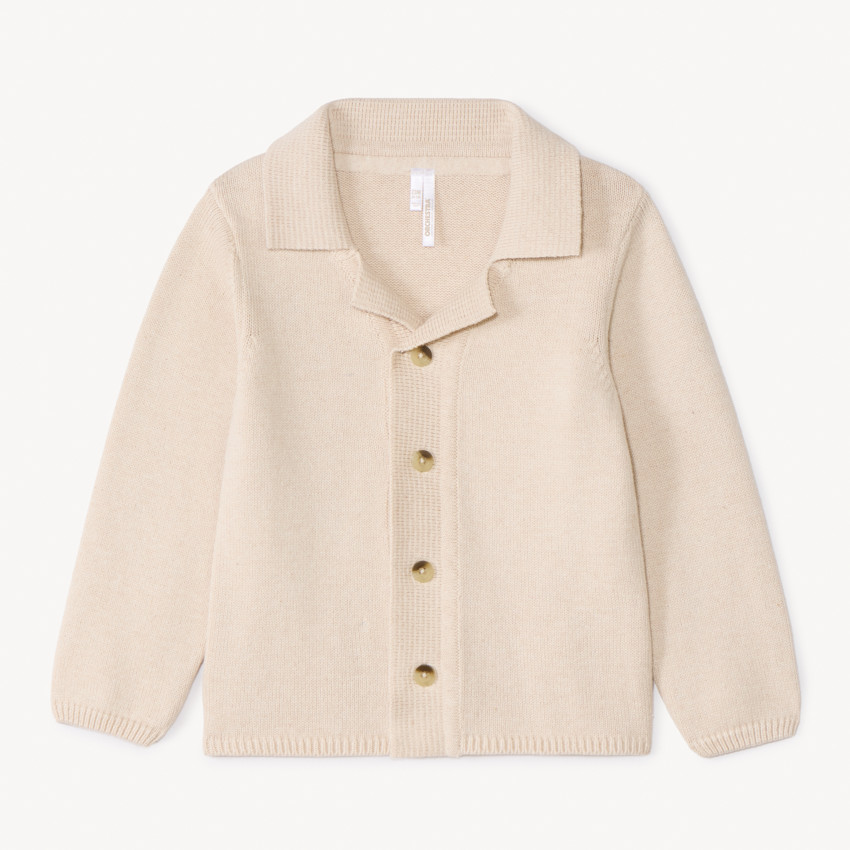 Chaqueta de punto de manga larga con cuello de solapa para bebé niño 