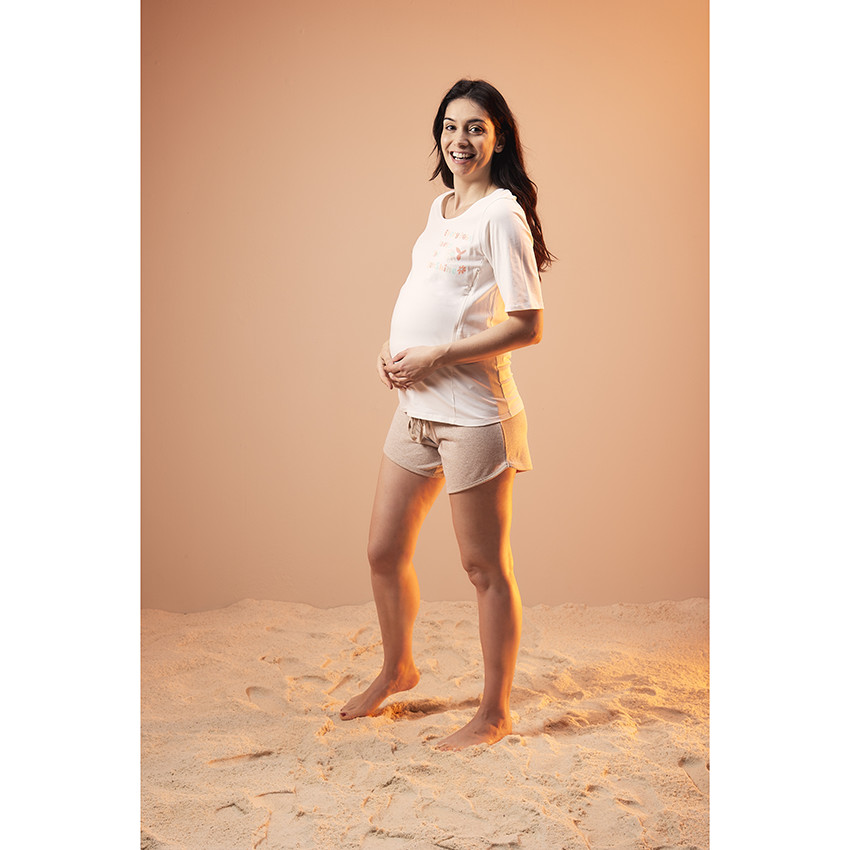 Short de felpa con lúrex para embarazadas 