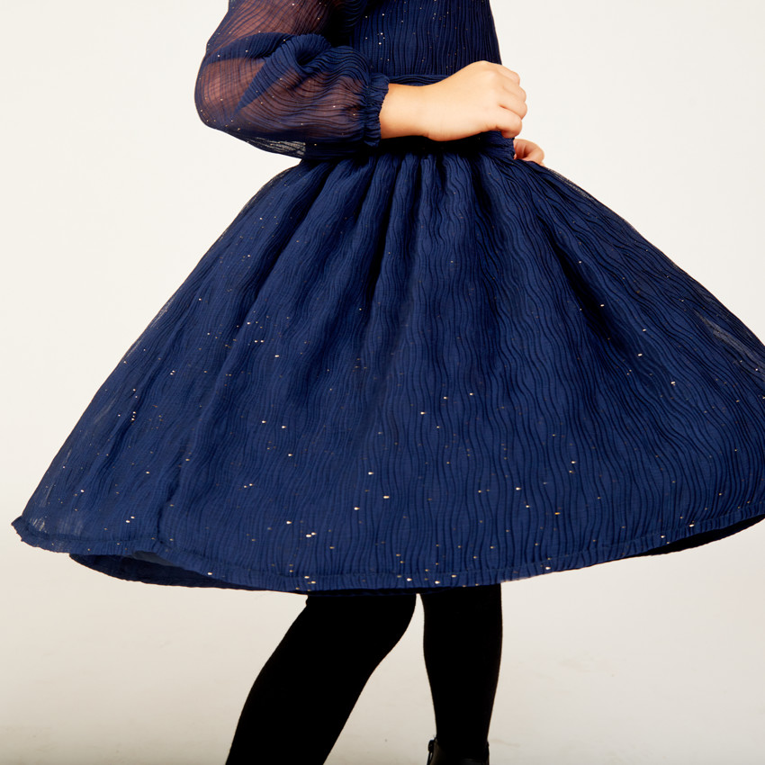 Robe de fête manches longues en crêpe pailletée pour fille 