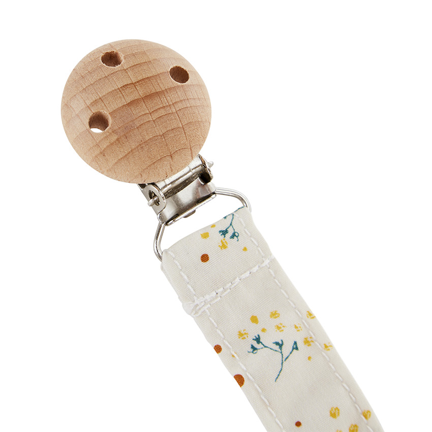 Sujetachupetes de madera con clip Flores 
