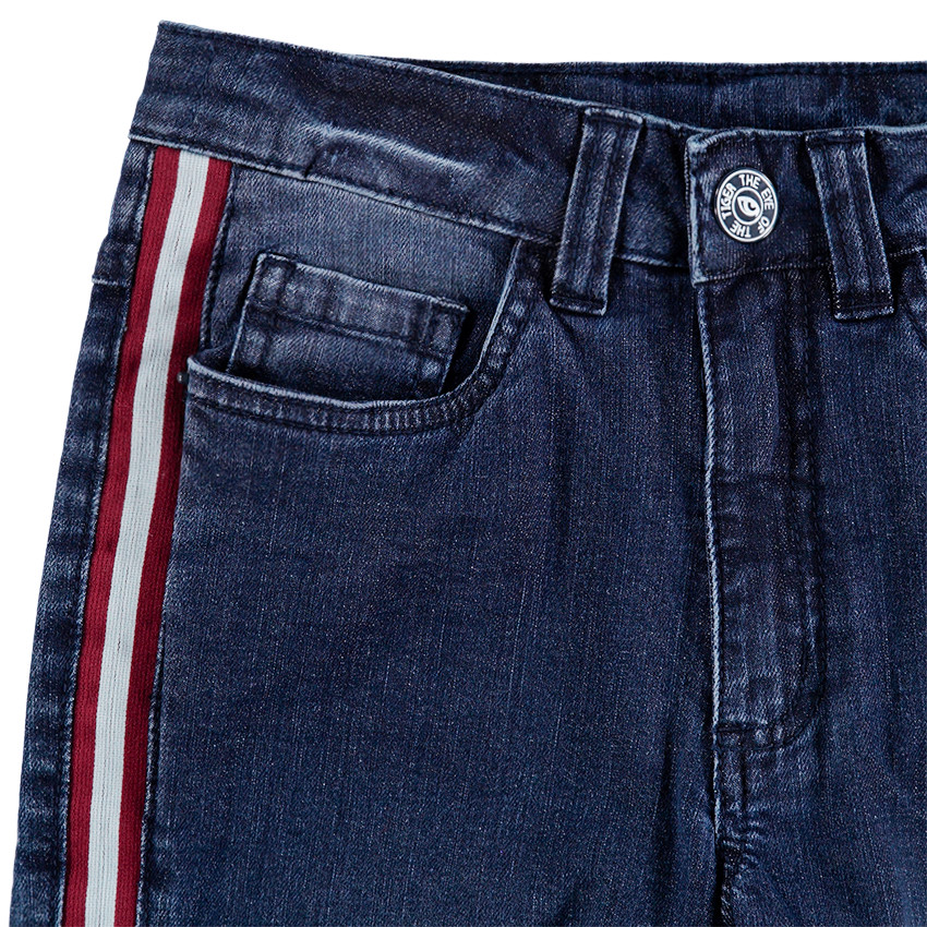 Júnior - Vaqueros slim de efecto desgastado con bandas cosidas en los laterales 