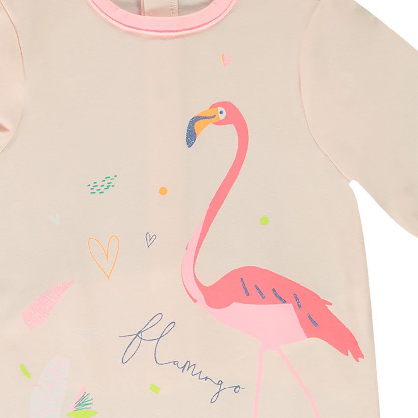 Pack de 3 peleles de manga larga con estampado de flamencos para bebé niña  Additional Pack de 3 peleles de manga larga con estampado de flamencos para bebé niña