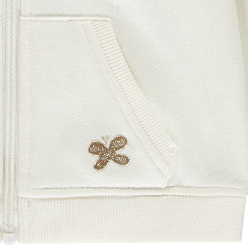 Gilet de felpa con bordado de mariposa para niña. 