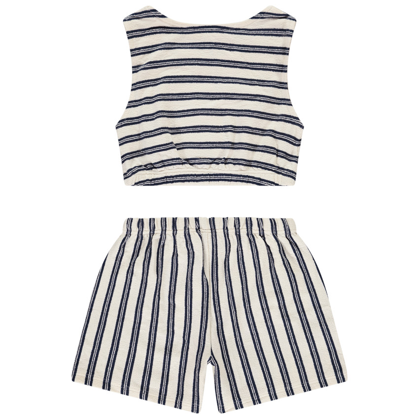 Conjunto corto de 2 piezas total look rayado para niña 