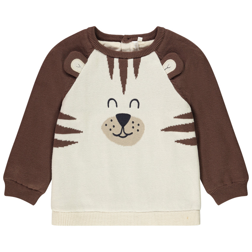 Suéter divertido en tejido de punto osito y forro en terciopelo para bebé niño 