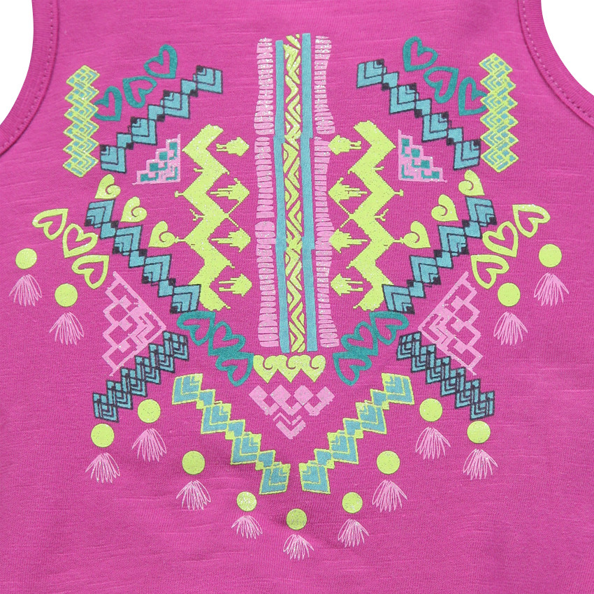 Vestido sin mangas forma abombada estampado fantasía 