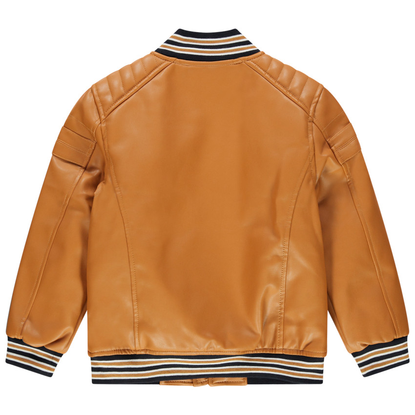 Chaqueta imitación cuero con finiciones rayadas   Additional Chaqueta imitación cuero con finiciones rayadas