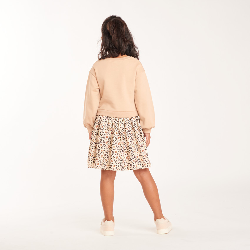 Vestido 2 en 1 para niña con estampado de leopardo 