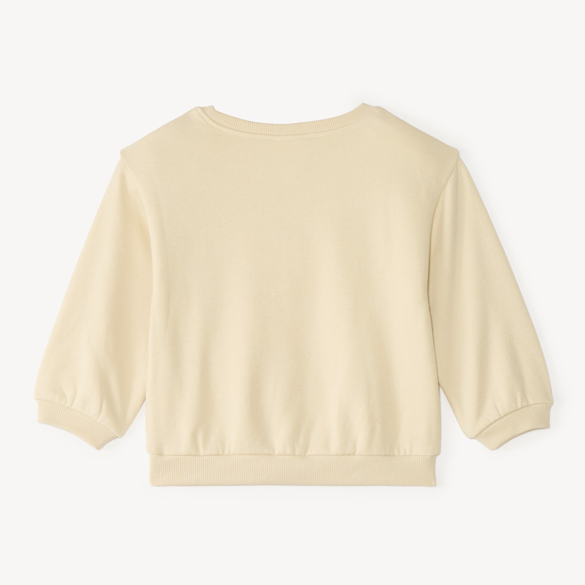 Sudadera de felpa 1/2 oversize con estampado original para niña bebé. 