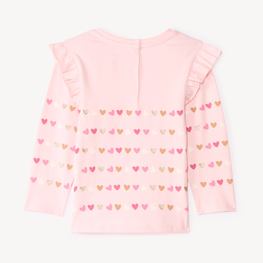 T-shirt manches longues imprimé cœurs pour bébé fille 