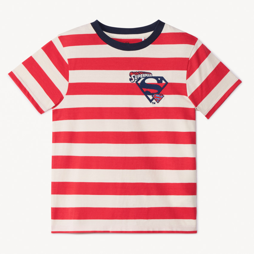 Camiseta de manga corta a rayas Superman Warner para niño 