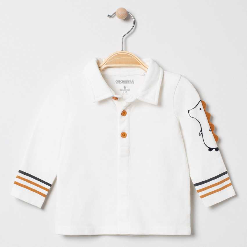 Polo manga larga con bandas y erizo estampado  
