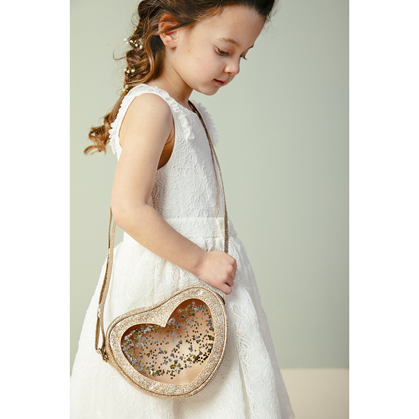 Bolso bandolera en forma de corazón con purpurina 