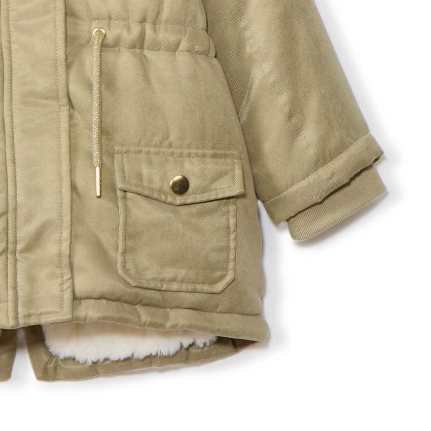 Parka para bebé niña especial frío intenso con capucha forrada en sherpa 