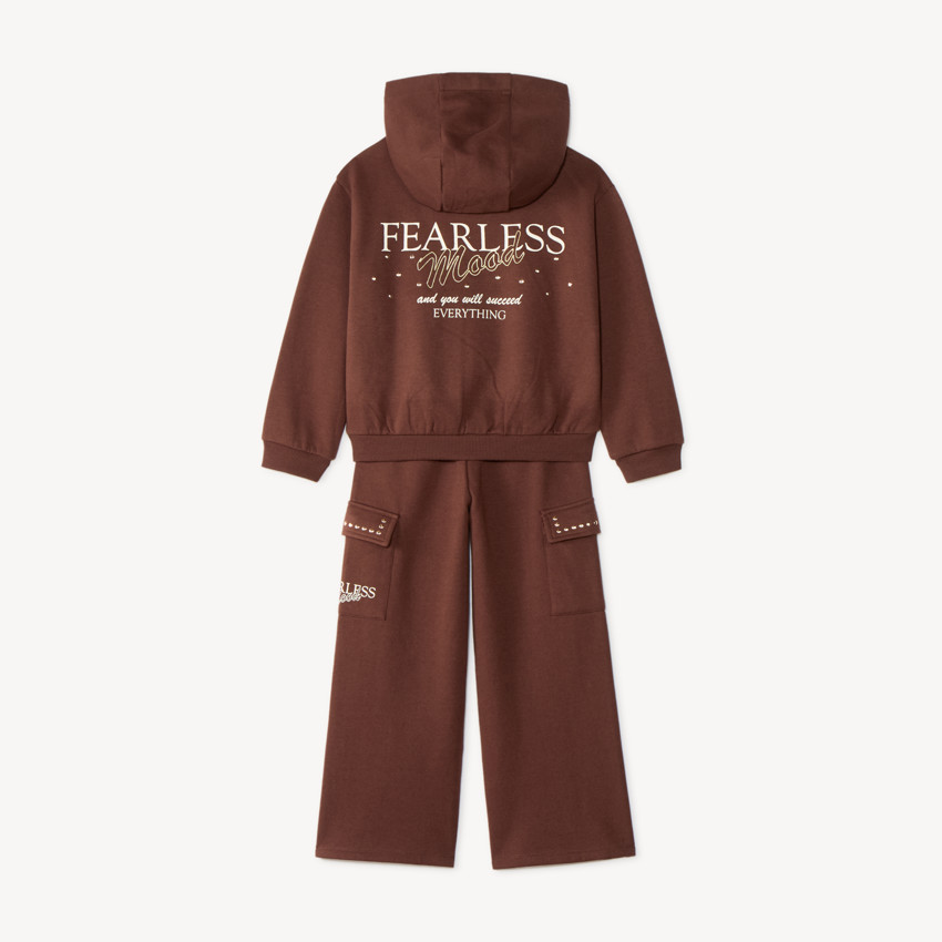 Conjunto de chándal para niña con sudadera con capucha y pantalones cargo 