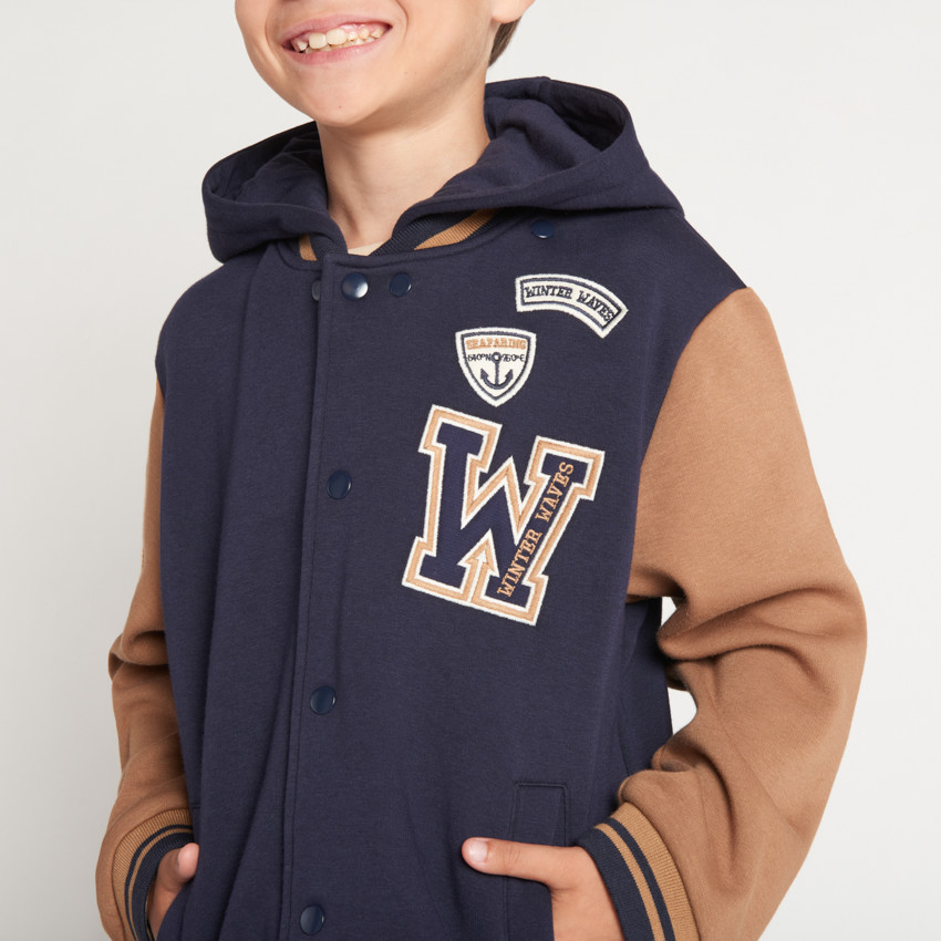 Chaqueta con capucha y cuello teddy con forro niño 