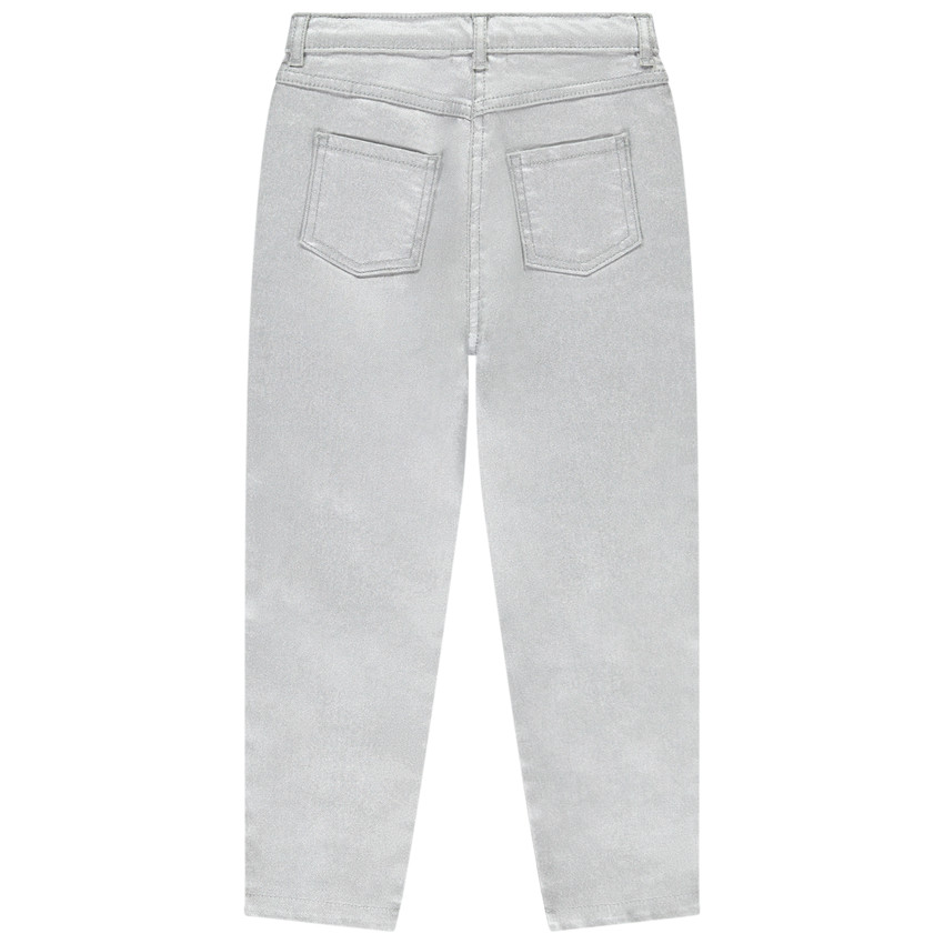 Jeans de corte recto plateados para niña 