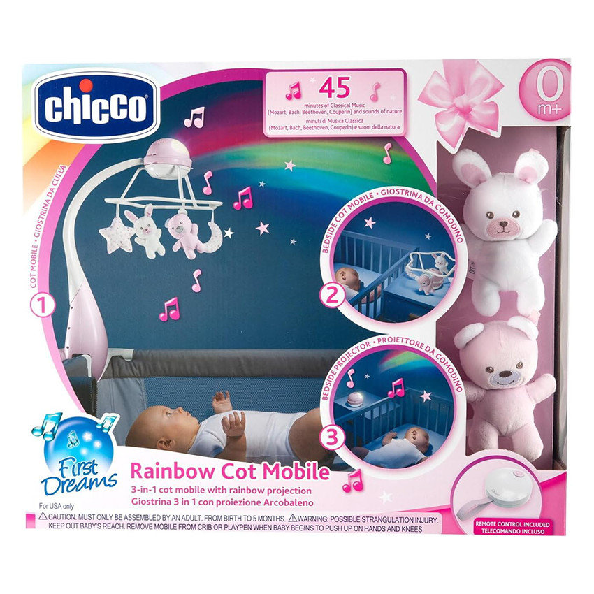 Mobile arc-en-ciel 3 en 1 - Rose 