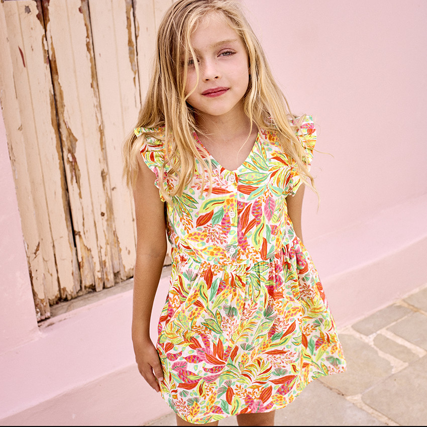 Vestido sin mangas estampado vegetal para niña 