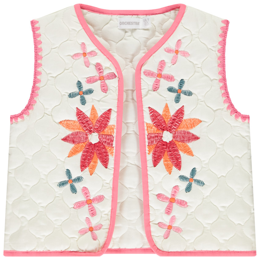 Chaleco sin mangas de gasa bordada fantasía para niña 