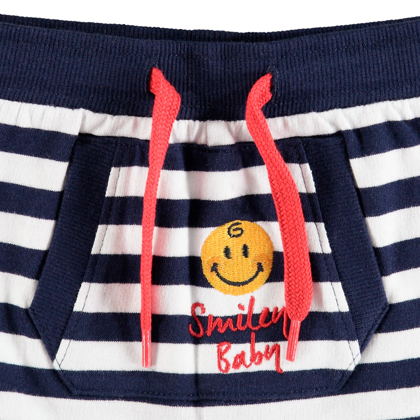 Conjunto camiseta manga corta SmileyWorld y short a rayas 