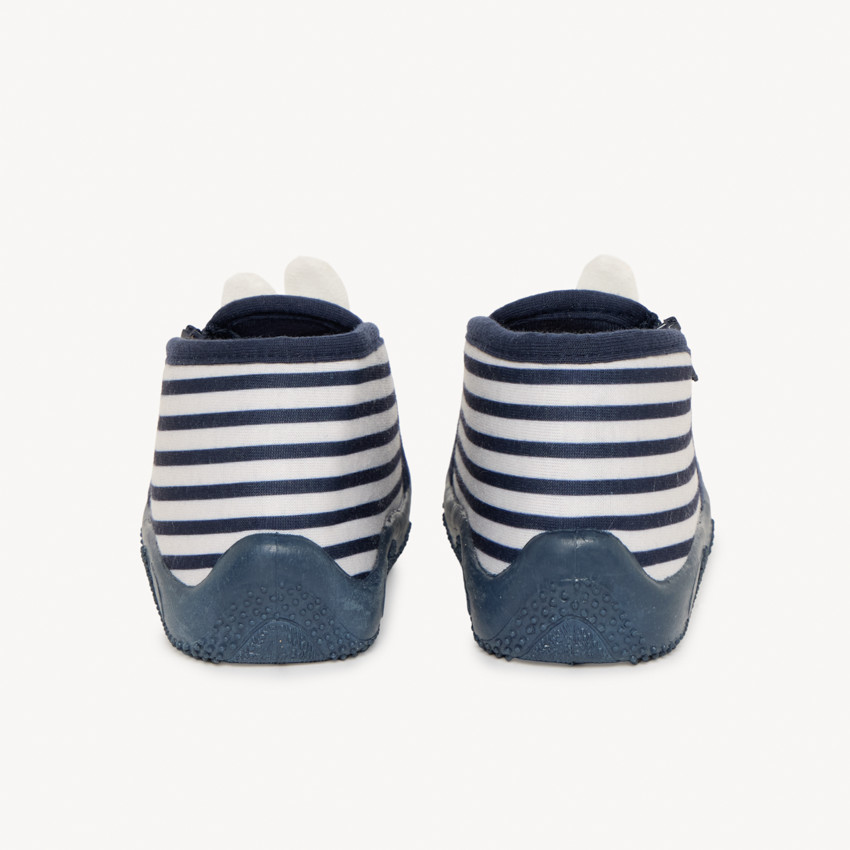 Pantuflas tipo botín con rayas y parche motivo conejo para bebé 