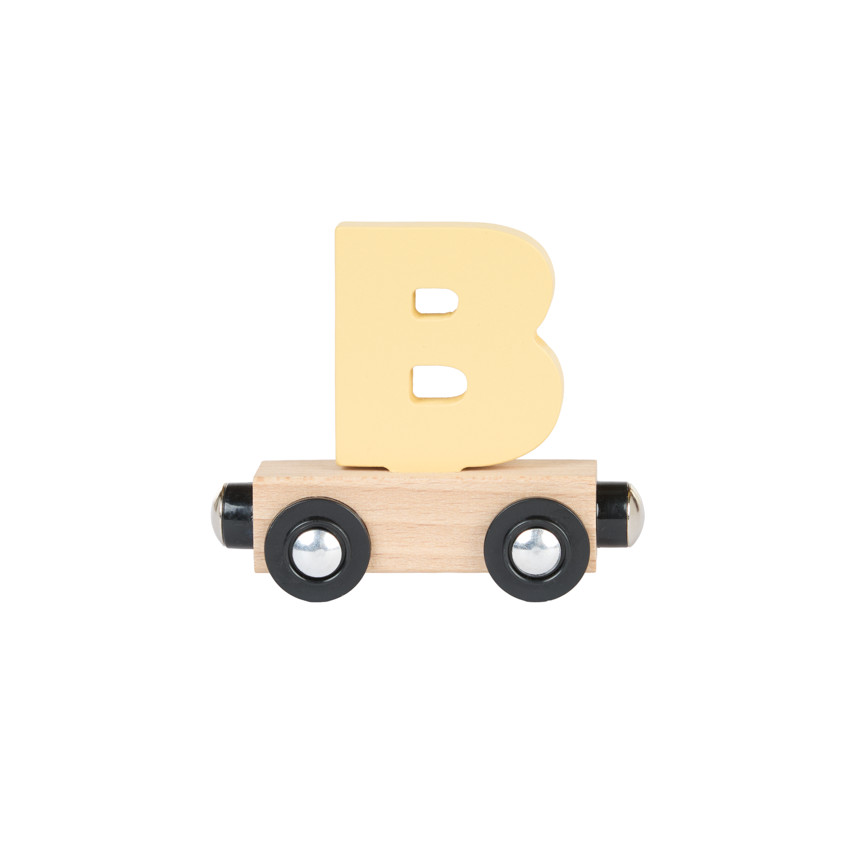 Carro de madera letra "B" - amarillo 