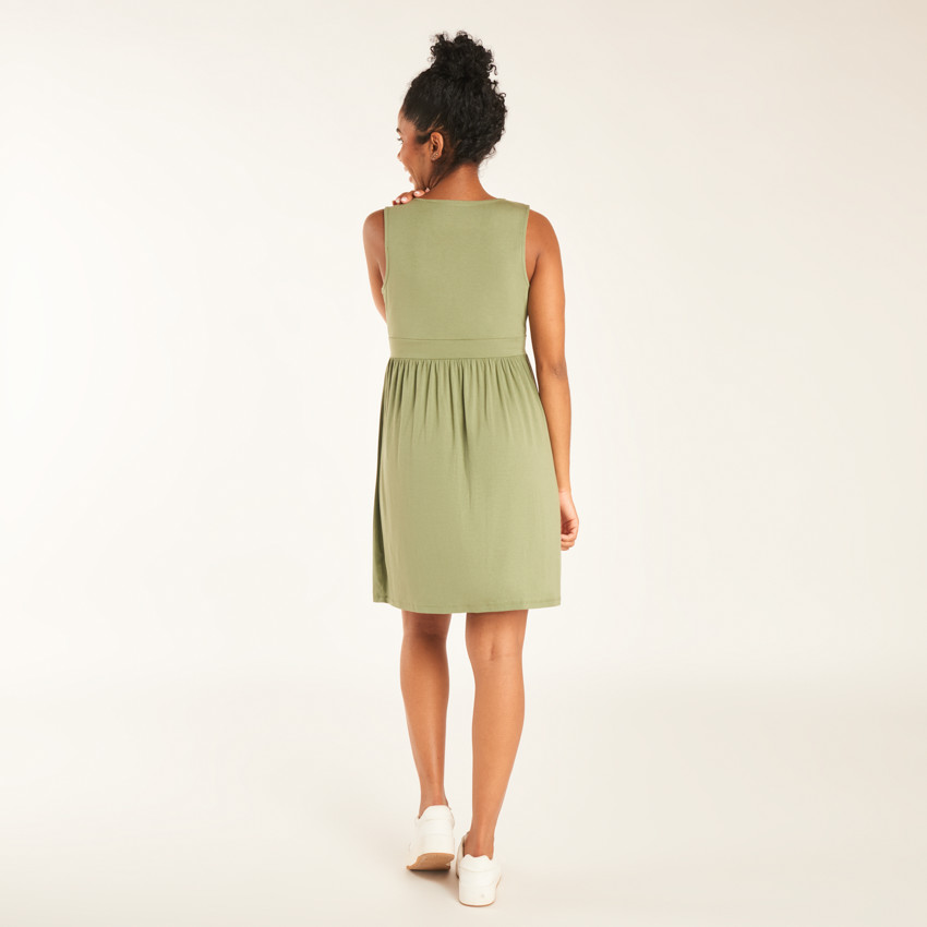 Vestido sin mangas ajustado liso para embarazadas con nudo. 