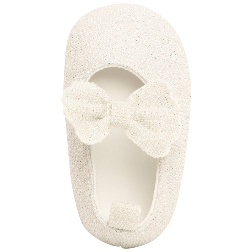 Merceditas de tela con lazo y tira elástica para bebé niña 