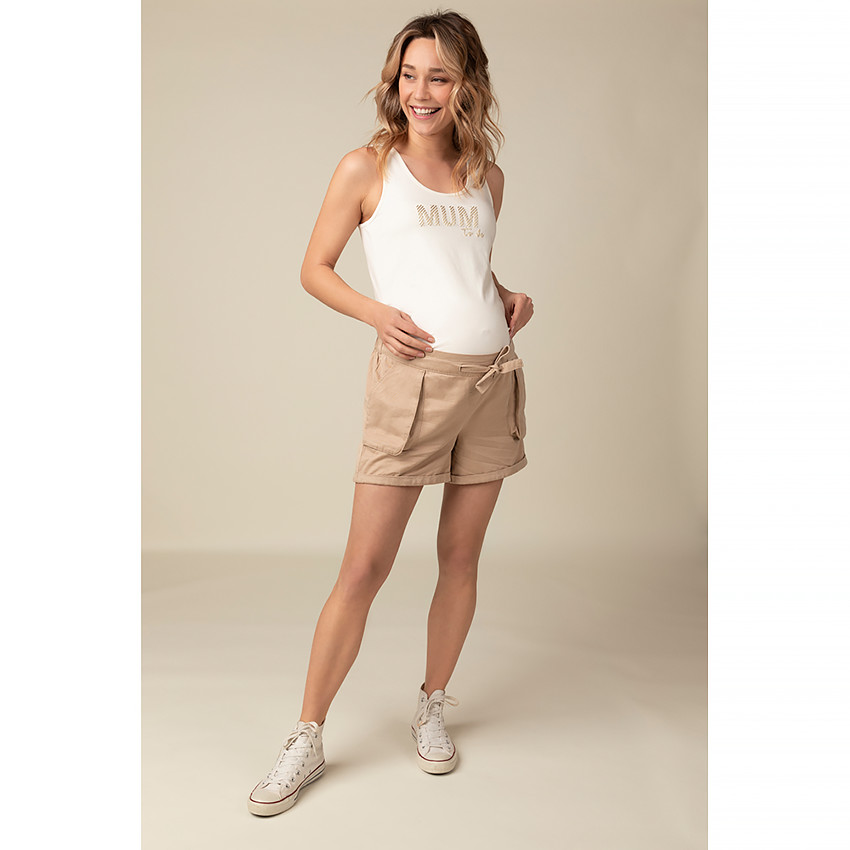 Short de grossesse uni à poches  